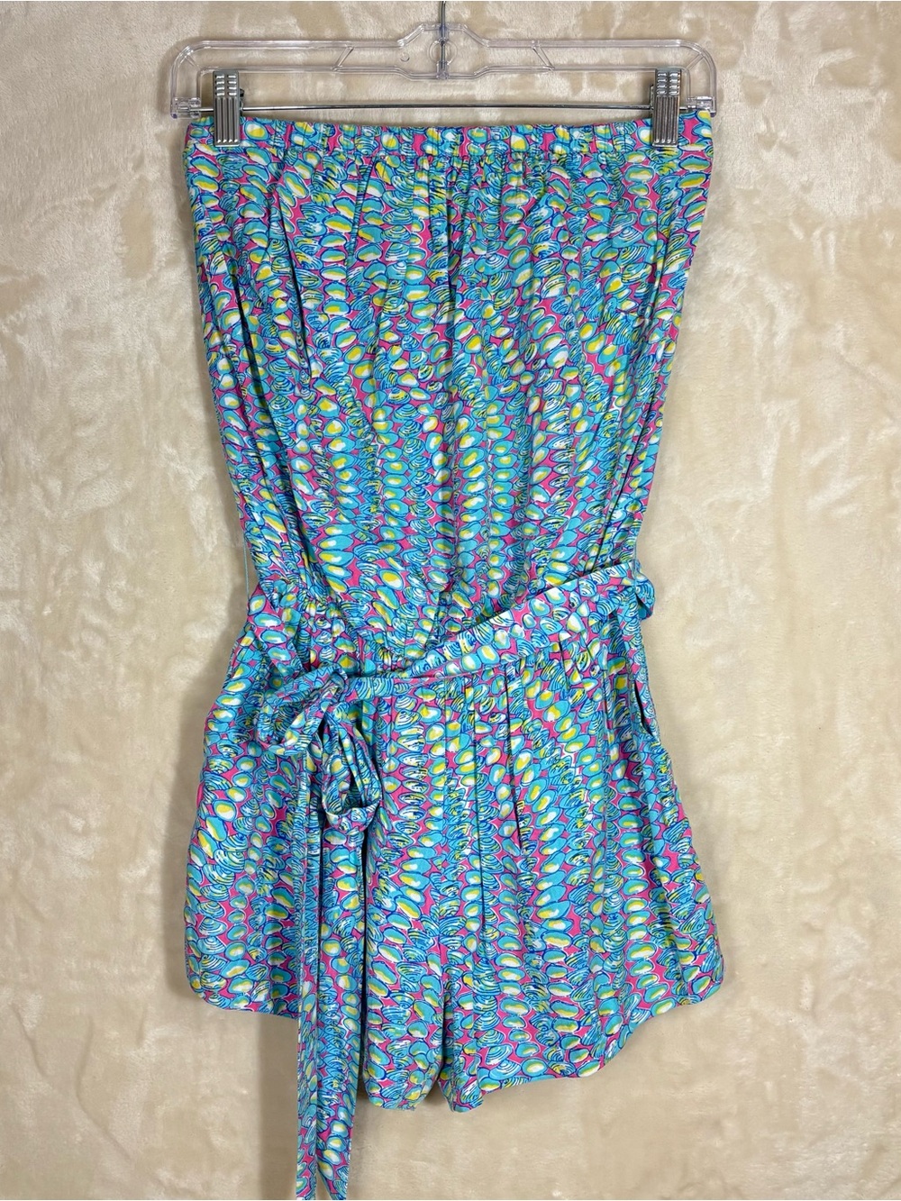 Lilly Pulitzer "Clam Jam" print strapless short romper Size XS